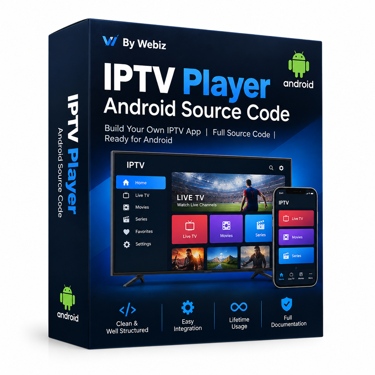 Android IPTV Player Source Code | Customizable Streaming App by Webiz